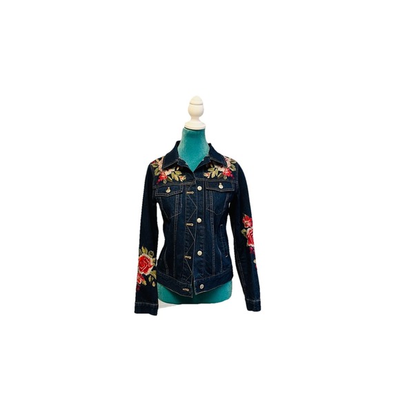 Johnny Was Jackets & Blazers - Johnny Was Desi Floral Embroidered Denim Jean‎ Jacket Boho Size Extra Small